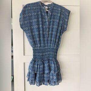 Misa Los Angeles Blue Patterned Mini Dress